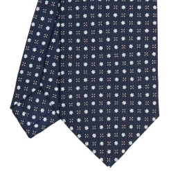 E.Marinella CRAVATTA SARTORIALE CLASSICA IN SETA BLU SCURO Microfantasia fiore Best