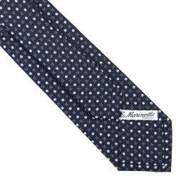 E.Marinella CRAVATTA SARTORIALE CLASSICA IN SETA BLU SCURO Microfantasia fiore Best