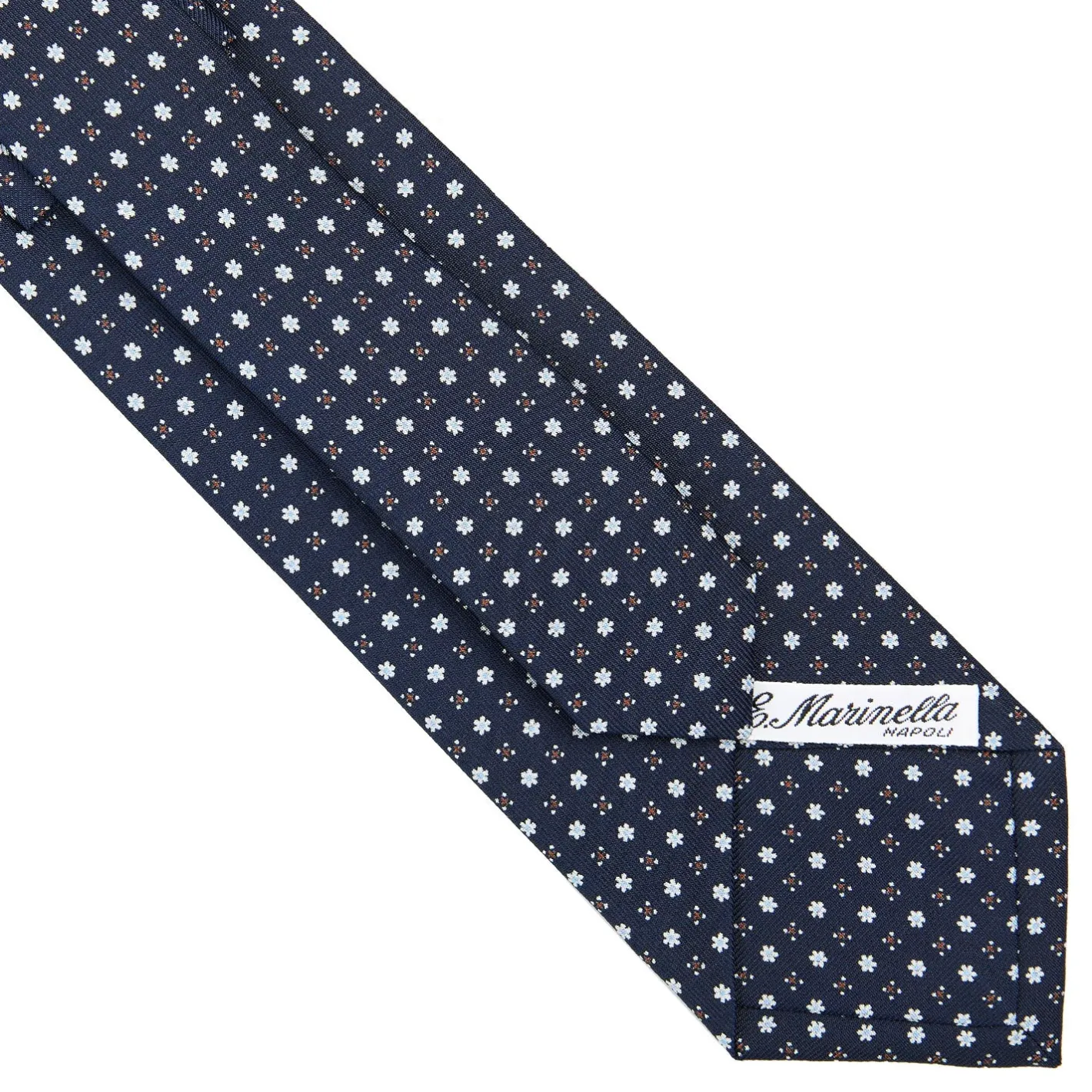 E.Marinella CRAVATTA SARTORIALE CLASSICA IN SETA BLU SCURO Microfantasia fiore Best