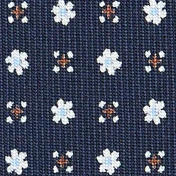 E.Marinella CRAVATTA SARTORIALE CLASSICA IN SETA BLU SCURO Microfantasia fiore Best