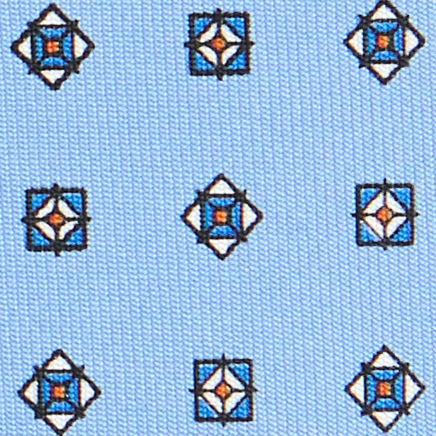E.Marinella CRAVATTA SARTORIALE CLASSICA IN SETA AZZURRA Microfantasia fiore Clearance