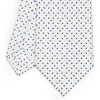 E.Marinella CRAVATTA SARTORIALE CLASSICA IN SETA BIANCA Microfantasia fiore Outlet
