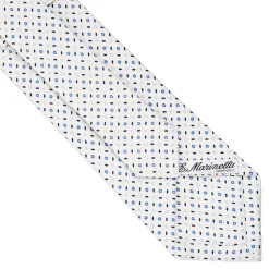 E.Marinella CRAVATTA SARTORIALE CLASSICA IN SETA BIANCA Microfantasia fiore Outlet