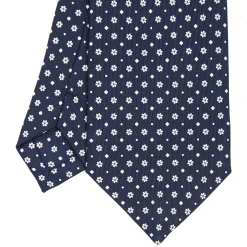 E.Marinella CRAVATTA SARTORIALE CLASSICA IN SETA BLU SCURO Microfantasia fiore Sale