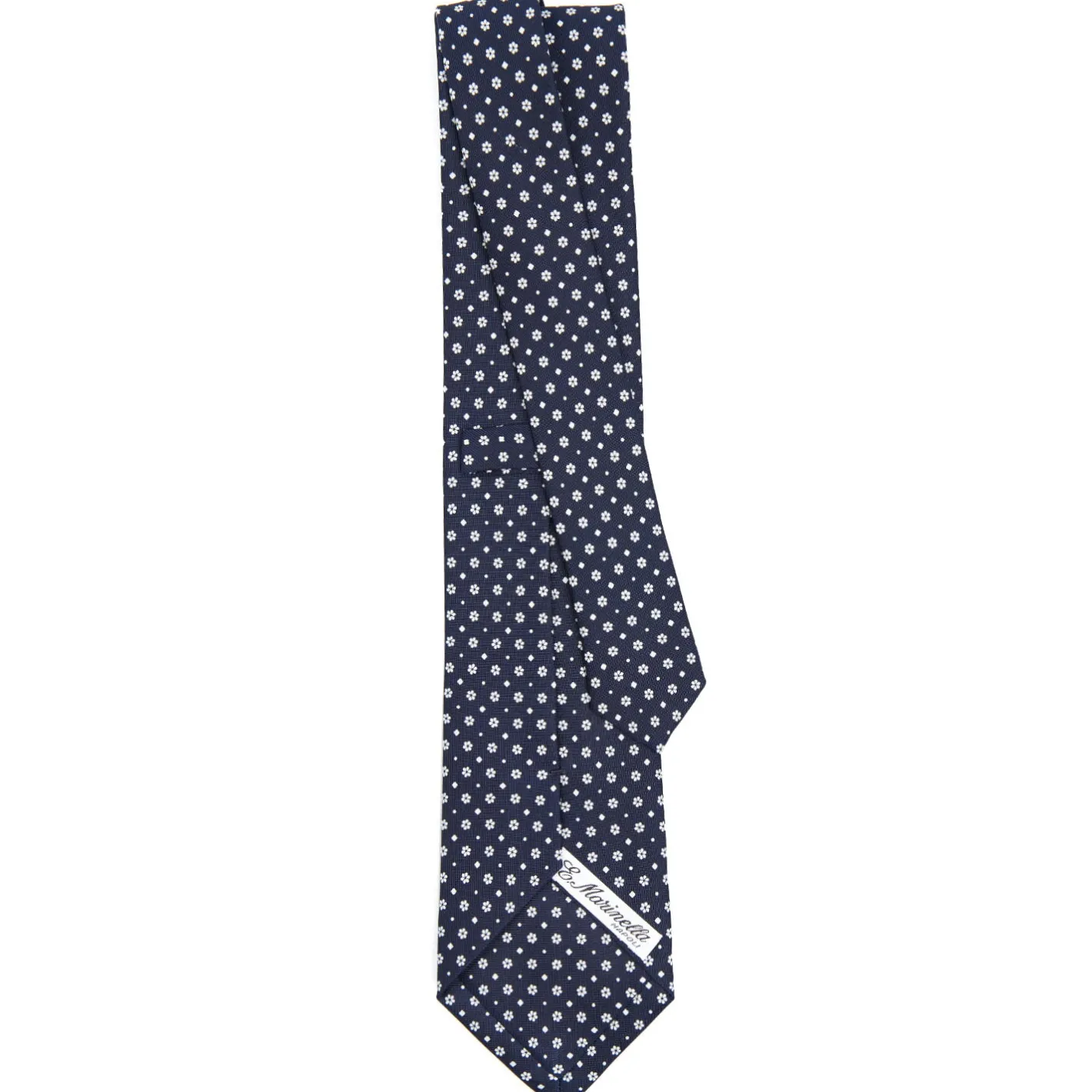 E.Marinella CRAVATTA SARTORIALE CLASSICA IN SETA BLU SCURO Microfantasia fiore Sale
