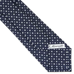 E.Marinella CRAVATTA SARTORIALE CLASSICA IN SETA BLU SCURO Microfantasia fiore Sale