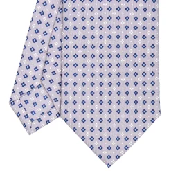 E.Marinella CRAVATTA SARTORIALE CLASSICA IN SETA GRIGIO CHIARO Microfantasia fiore Clearance