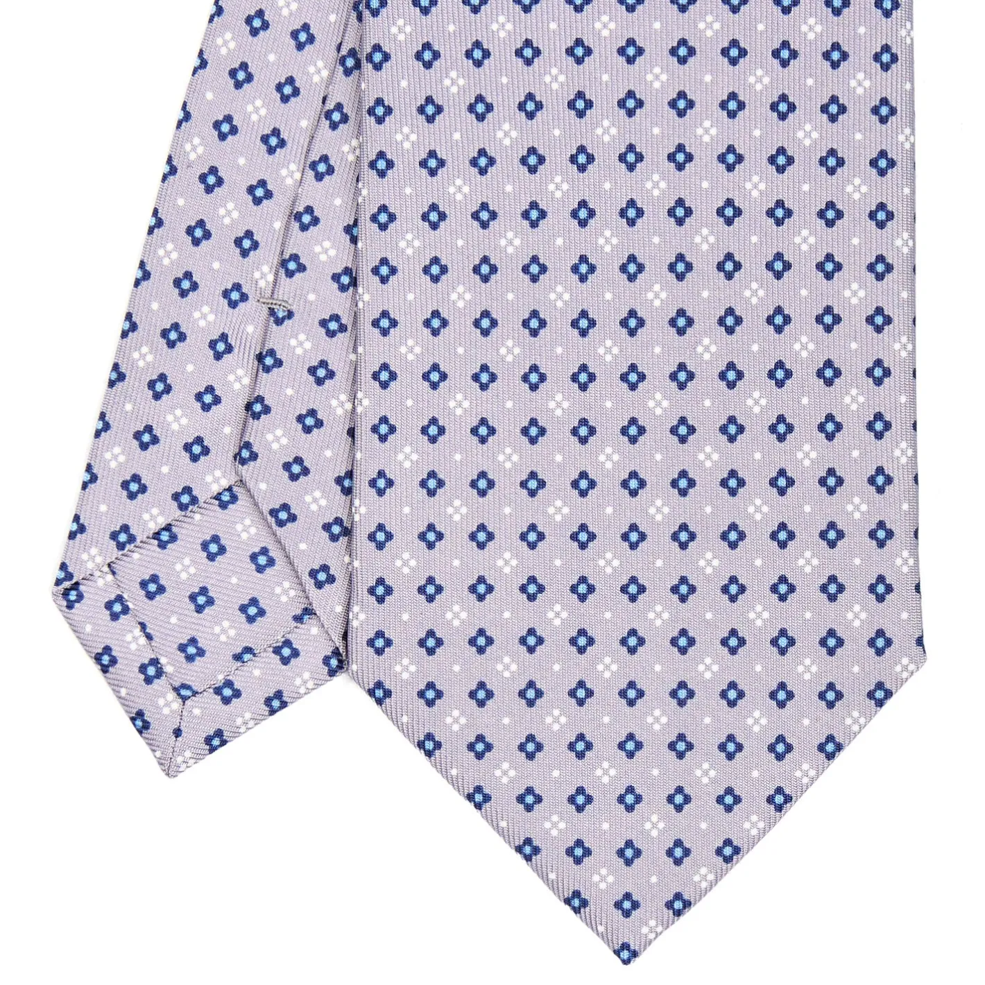 E.Marinella CRAVATTA SARTORIALE CLASSICA IN SETA GRIGIO CHIARO Microfantasia fiore Clearance