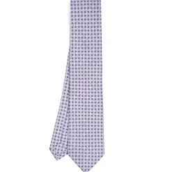 E.Marinella CRAVATTA SARTORIALE CLASSICA IN SETA GRIGIO CHIARO Microfantasia fiore Clearance