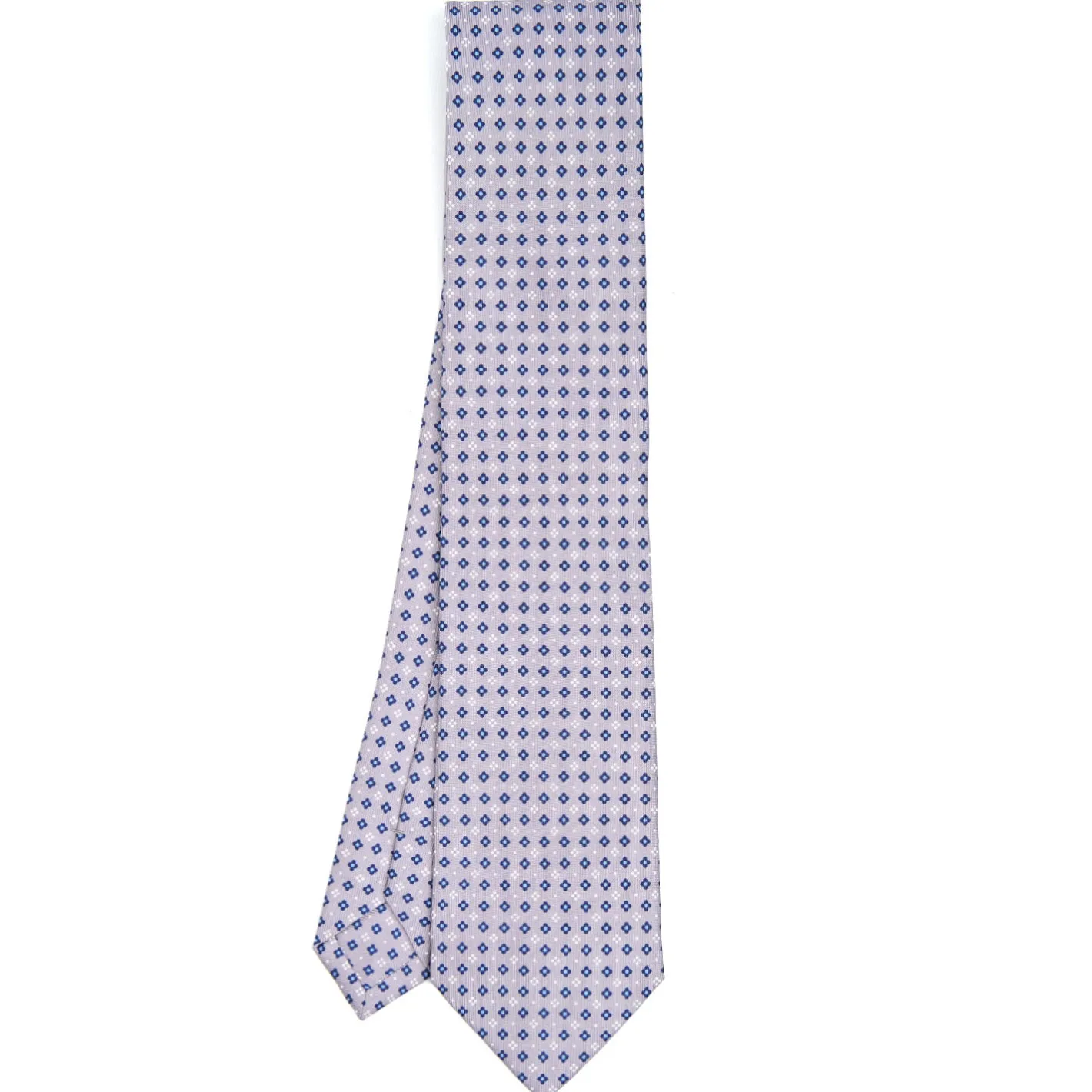E.Marinella CRAVATTA SARTORIALE CLASSICA IN SETA GRIGIO CHIARO Microfantasia fiore Clearance