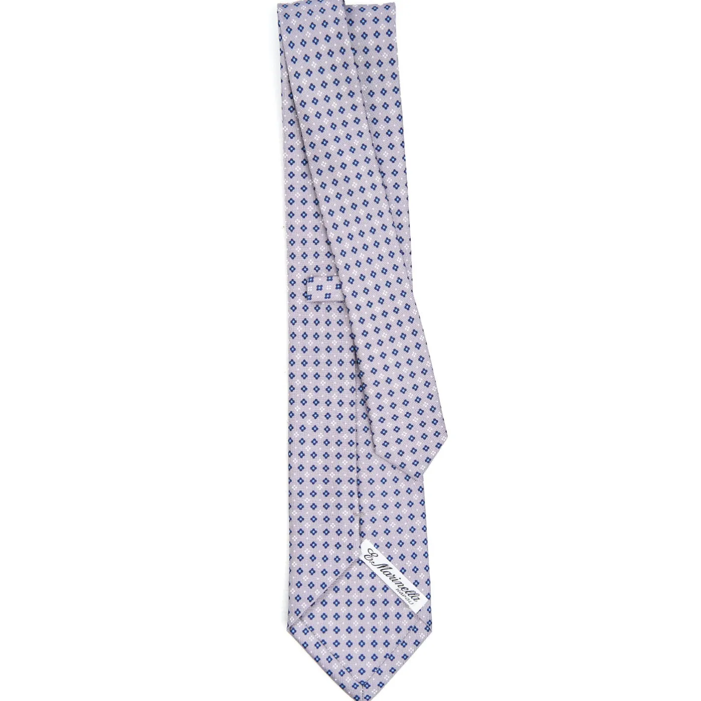 E.Marinella CRAVATTA SARTORIALE CLASSICA IN SETA GRIGIO CHIARO Microfantasia fiore Clearance