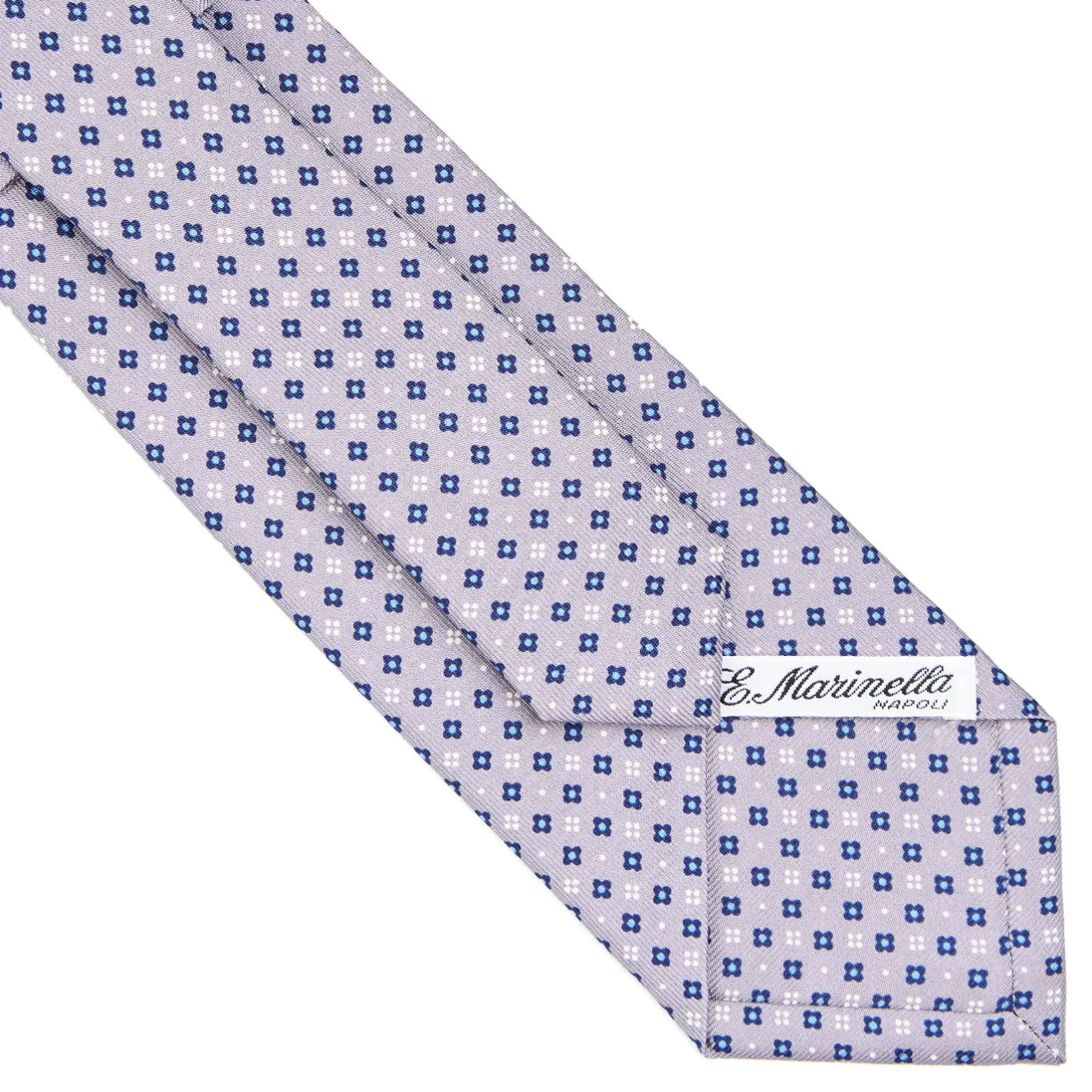 E.Marinella CRAVATTA SARTORIALE CLASSICA IN SETA GRIGIO CHIARO Microfantasia fiore Clearance