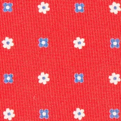 E.Marinella CRAVATTA SARTORIALE CLASSICA IN SETA ROSSA Microfantasia fiore Hot