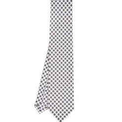 E.Marinella CRAVATTA SARTORIALE CLASSICA IN SETA BIANCA Microfantasia fiore Online