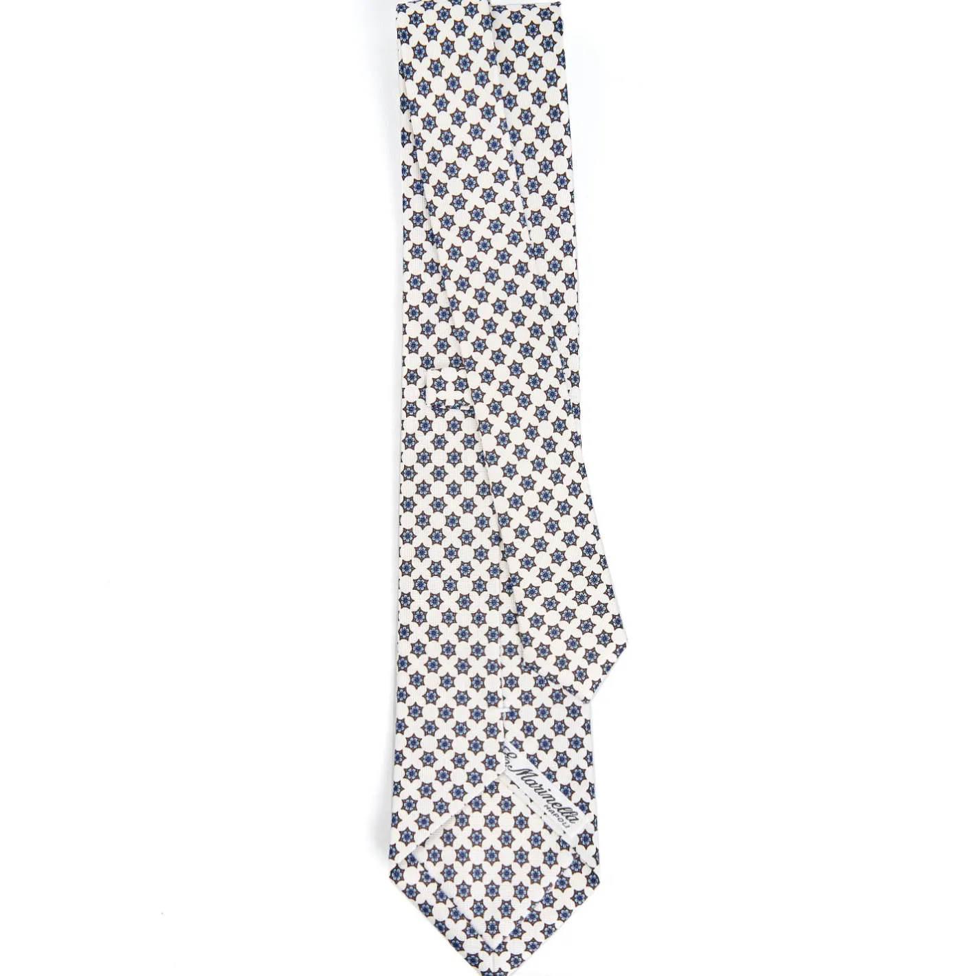 E.Marinella CRAVATTA SARTORIALE CLASSICA IN SETA BIANCA Microfantasia fiore Online