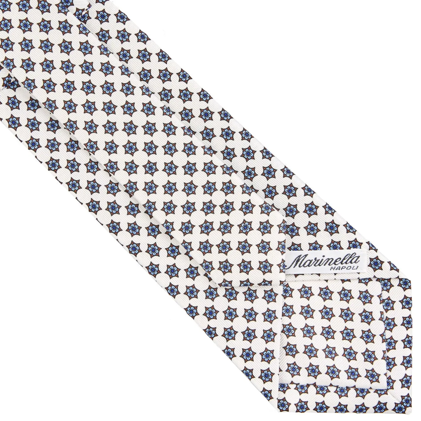 E.Marinella CRAVATTA SARTORIALE CLASSICA IN SETA BIANCA Microfantasia fiore Online