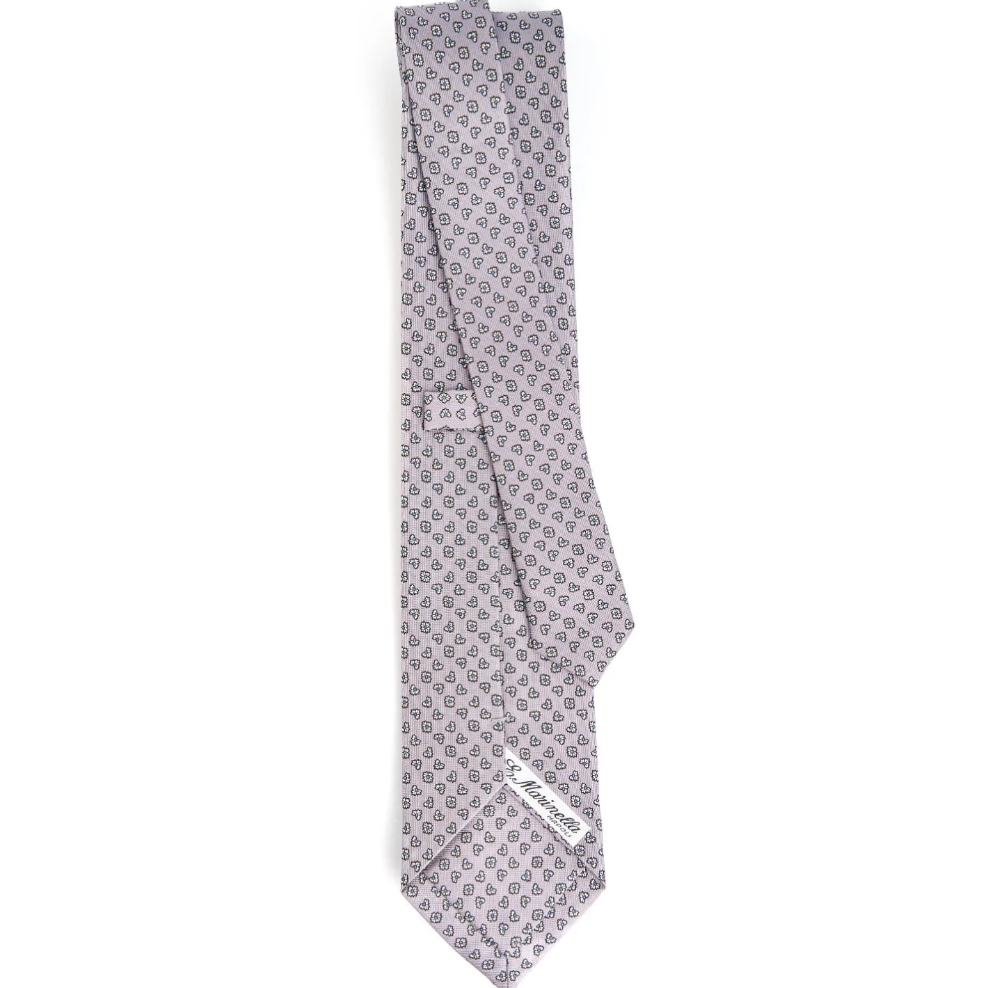 E.Marinella CRAVATTA SARTORIALE CLASSICA IN SETA GRIGIO CHIARO Microfantasia fiore Hot