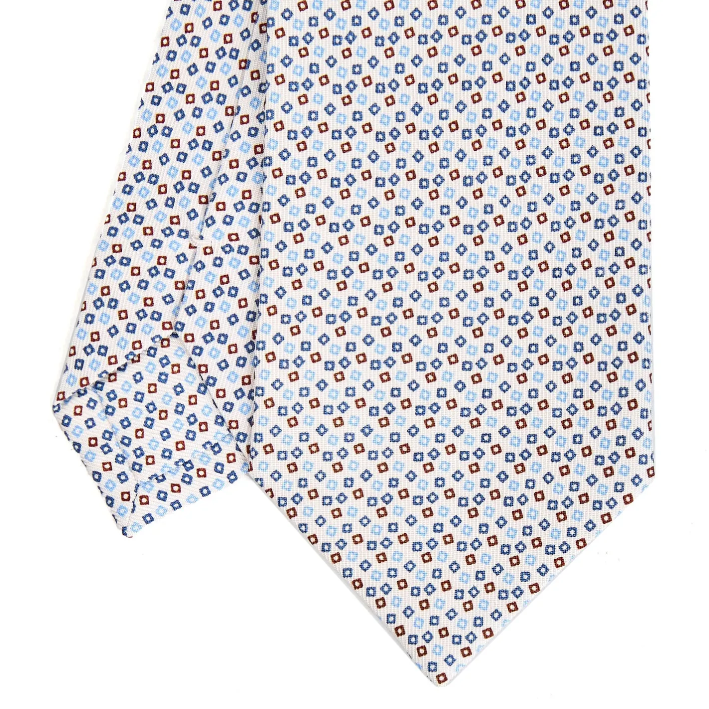 E.Marinella CRAVATTA SARTORIALE CLASSICA IN SETA BIANCO Microfantasia fiore Clearance