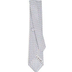 E.Marinella CRAVATTA SARTORIALE CLASSICA IN SETA BIANCO Microfantasia fiore Clearance