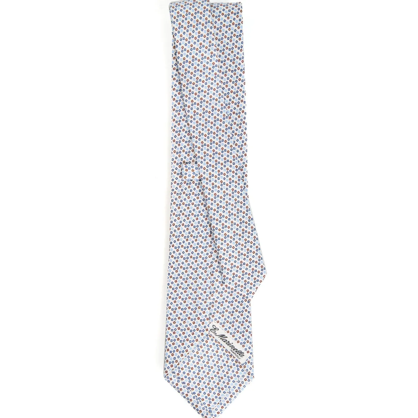 E.Marinella CRAVATTA SARTORIALE CLASSICA IN SETA BIANCO Microfantasia fiore Clearance