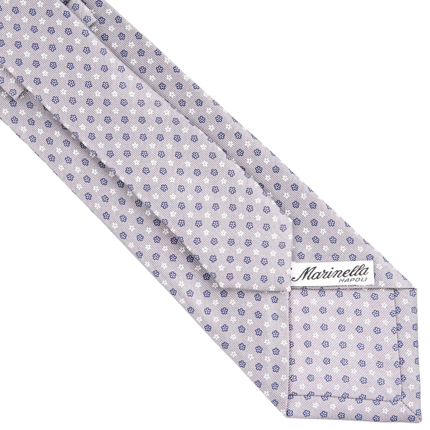 E.Marinella CRAVATTA SARTORIALE CLASSICA IN SETA GRIGIO CHIARO Microfantasia fiore Online