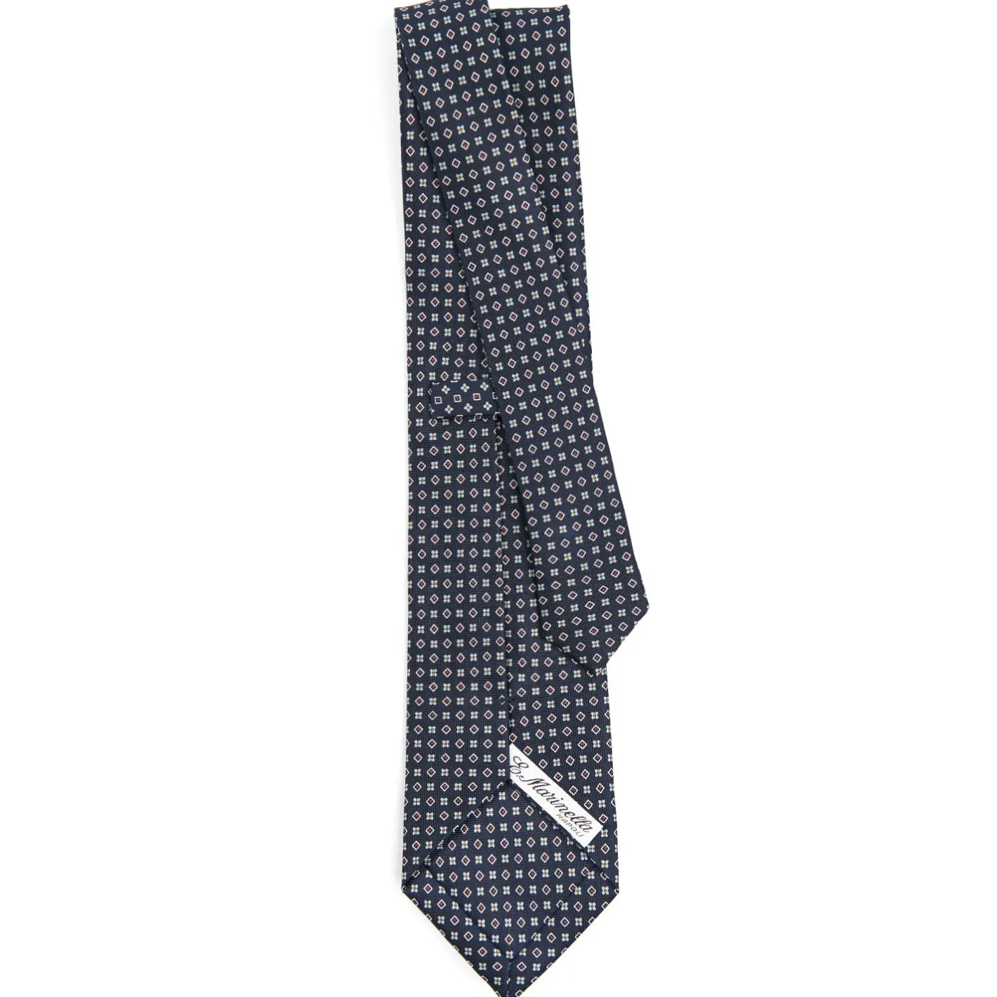 E.Marinella CRAVATTA SARTORIALE CLASSICA IN SETA BLU SCURO Microfantasia fiore Online