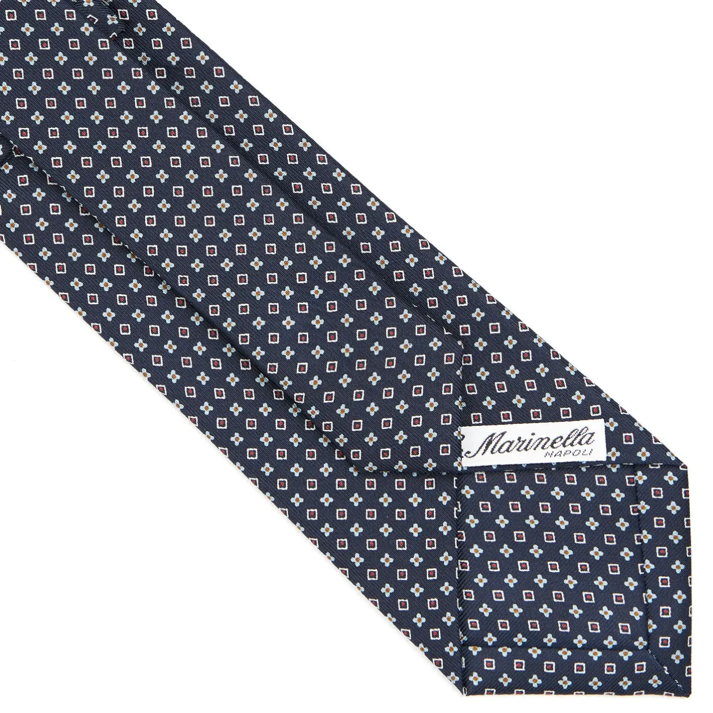 E.Marinella CRAVATTA SARTORIALE CLASSICA IN SETA BLU SCURO Microfantasia fiore Online