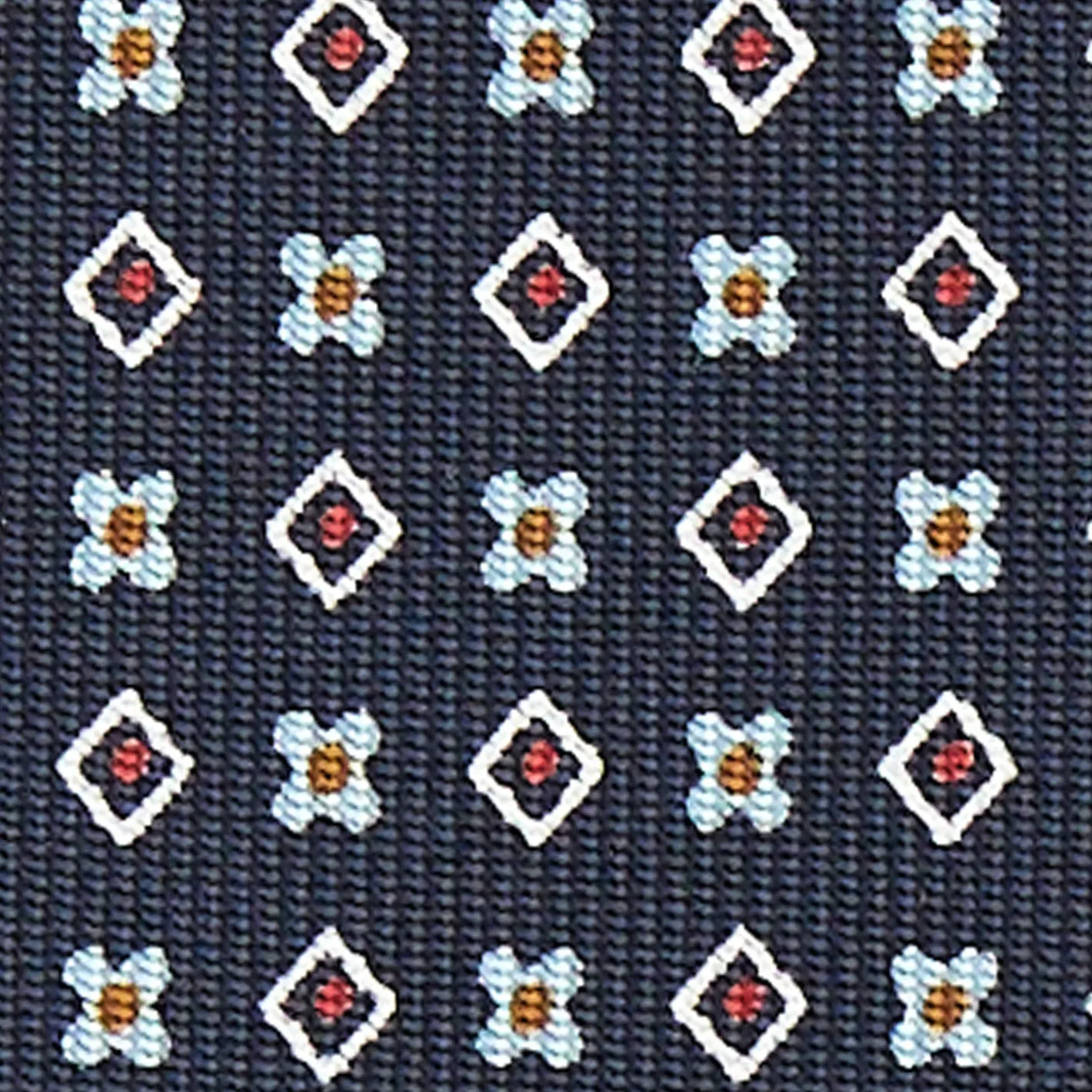 E.Marinella CRAVATTA SARTORIALE CLASSICA IN SETA BLU SCURO Microfantasia fiore Online