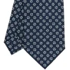 E.Marinella CRAVATTA SARTORIALE CLASSICA IN SETA BLU SCURO Microfantasia fiore Clearance