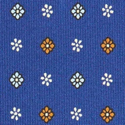 E.Marinella CRAVATTA SARTORIALE CLASSICA IN SETA BLU Microfantasia fiore Clearance