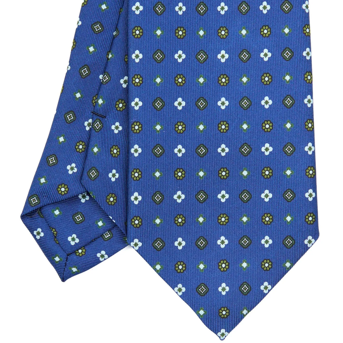 E.Marinella CRAVATTA SARTORIALE CLASSICA IN SETA BLU Microfantasia fiore Outlet