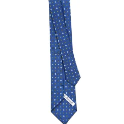 E.Marinella CRAVATTA SARTORIALE CLASSICA IN SETA BLU Microfantasia fiore Outlet