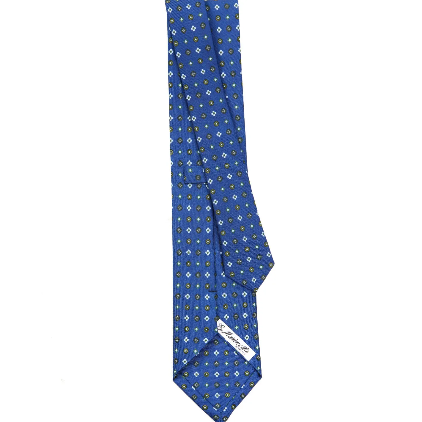 E.Marinella CRAVATTA SARTORIALE CLASSICA IN SETA BLU Microfantasia fiore Outlet