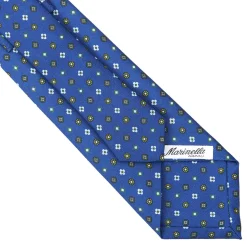 E.Marinella CRAVATTA SARTORIALE CLASSICA IN SETA BLU Microfantasia fiore Outlet