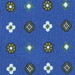 E.Marinella CRAVATTA SARTORIALE CLASSICA IN SETA BLU Microfantasia fiore Outlet