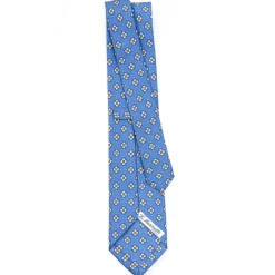 E.Marinella CRAVATTA SARTORIALE CLASSICA IN SETA AZZURRO POLVERE Microfantasia fiore Hot