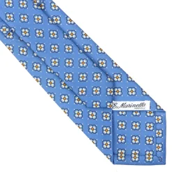 E.Marinella CRAVATTA SARTORIALE CLASSICA IN SETA AZZURRO POLVERE Microfantasia fiore Hot