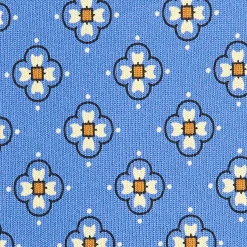 E.Marinella CRAVATTA SARTORIALE CLASSICA IN SETA AZZURRO POLVERE Microfantasia fiore Hot