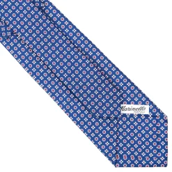 E.Marinella CRAVATTA SARTORIALE CLASSICA IN SETA BLU Microfantasia fiore