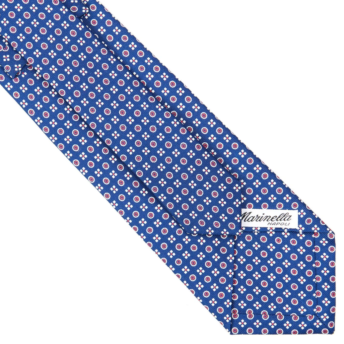 E.Marinella CRAVATTA SARTORIALE CLASSICA IN SETA BLU Microfantasia fiore