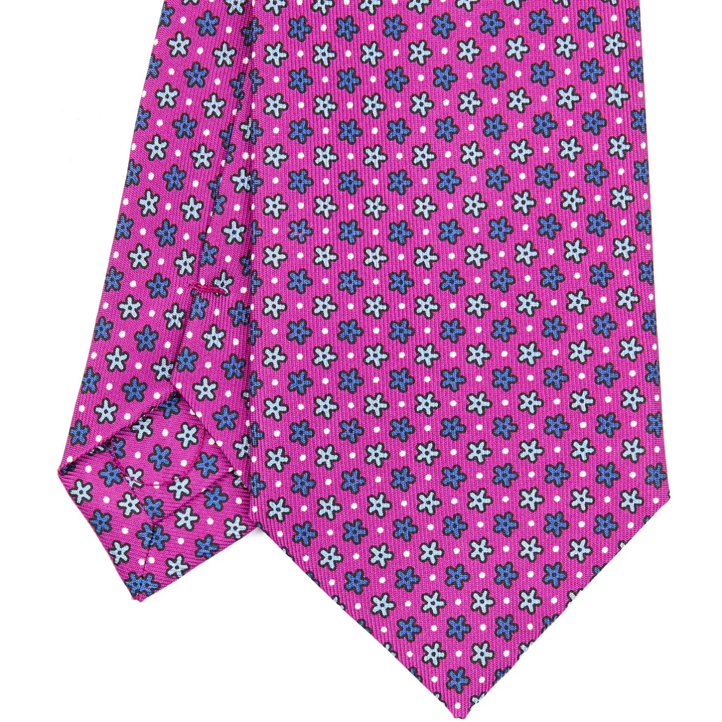 E.Marinella CRAVATTA SARTORIALE CLASSICA IN SETA FUCSIA Microfantasia fiore Hot