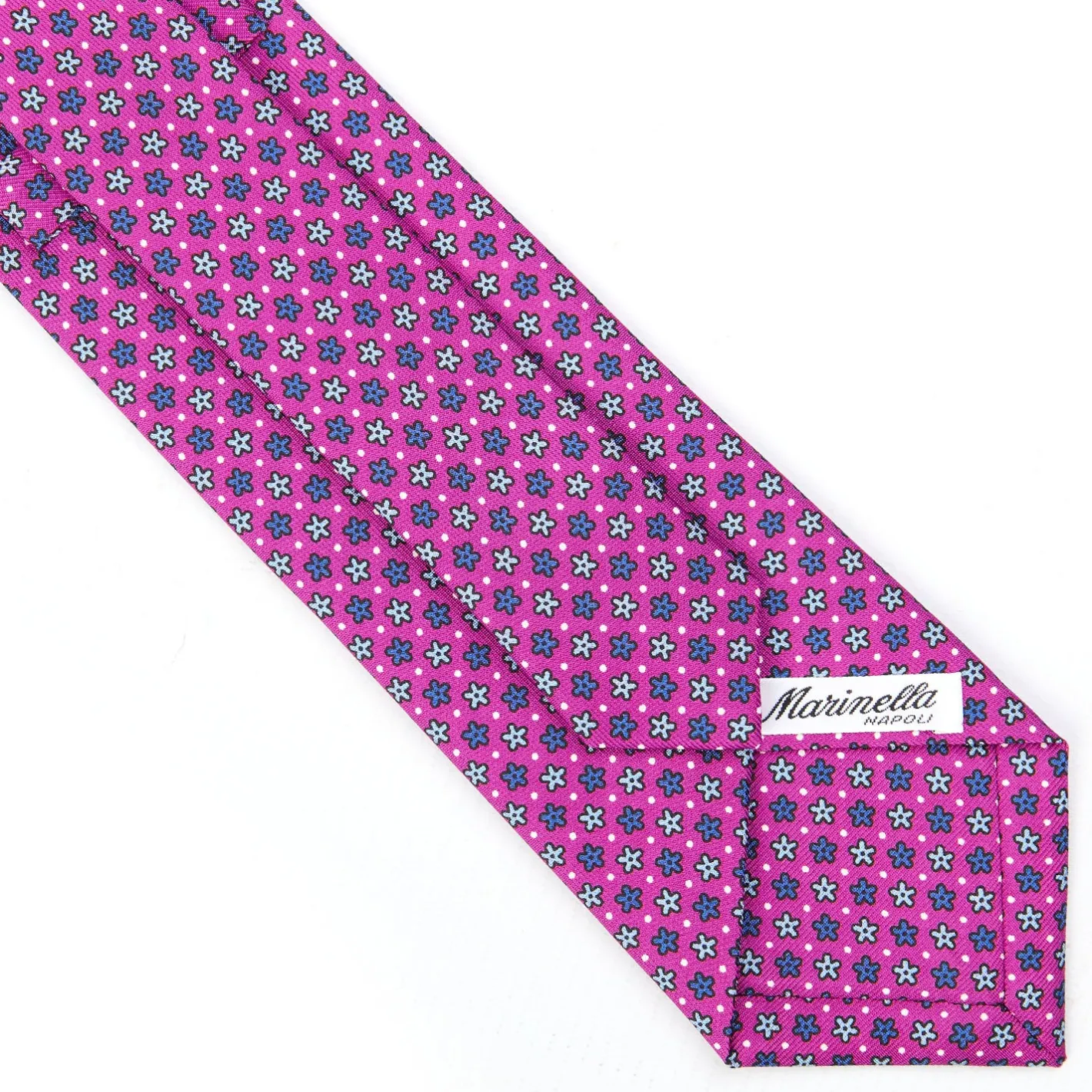 E.Marinella CRAVATTA SARTORIALE CLASSICA IN SETA FUCSIA Microfantasia fiore Hot