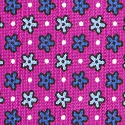 E.Marinella CRAVATTA SARTORIALE CLASSICA IN SETA FUCSIA Microfantasia fiore Hot