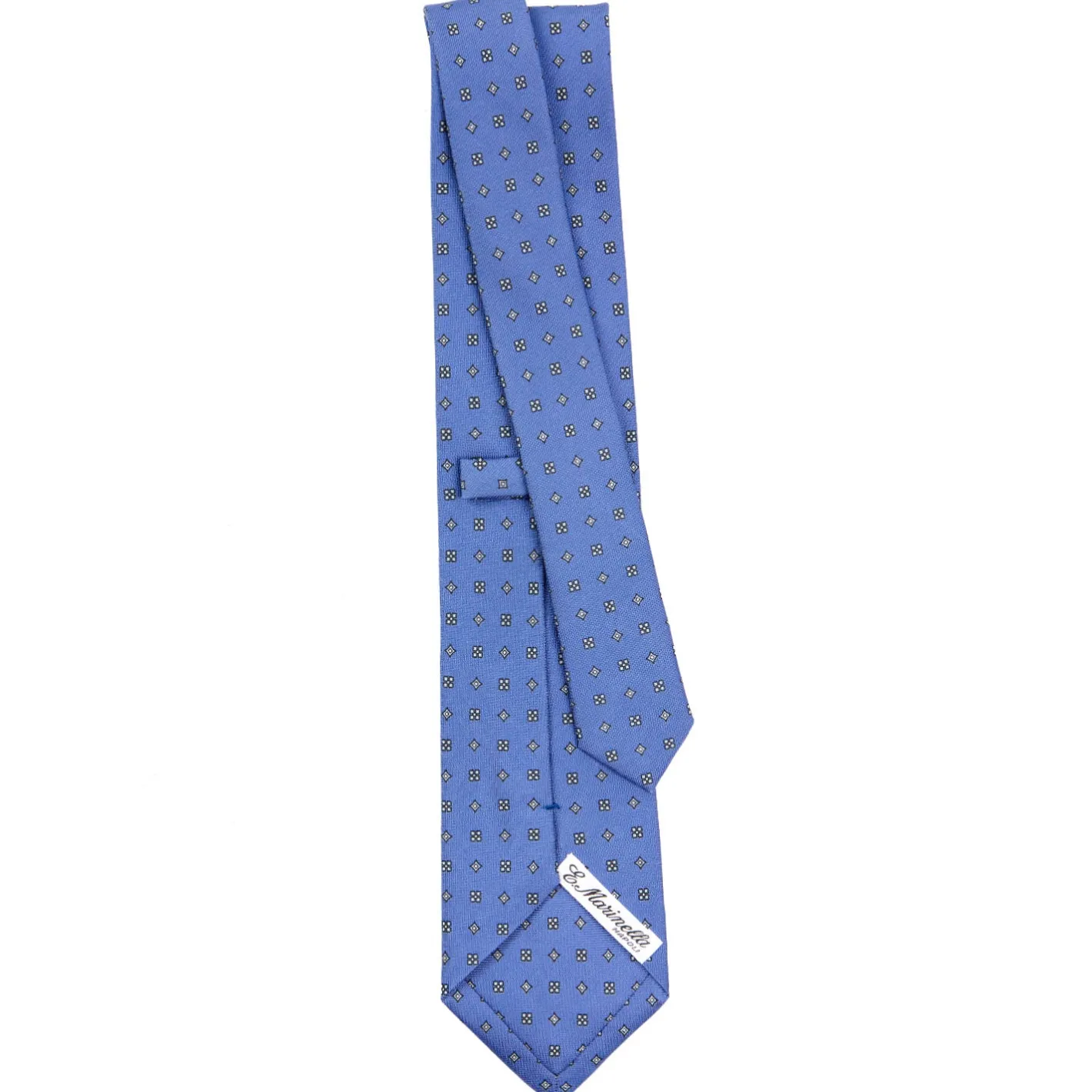 E.Marinella CRAVATTA SARTORIALE CLASSICA IN SETA AZZURRO POLVERE Microfantasia fiore Best
