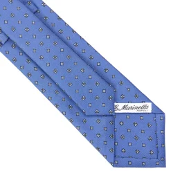 E.Marinella CRAVATTA SARTORIALE CLASSICA IN SETA AZZURRO POLVERE Microfantasia fiore Best