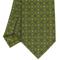 E.Marinella CRAVATTA SARTORIALE CLASSICA IN SETA VERDE OLIVA Microfantasia fiore Online