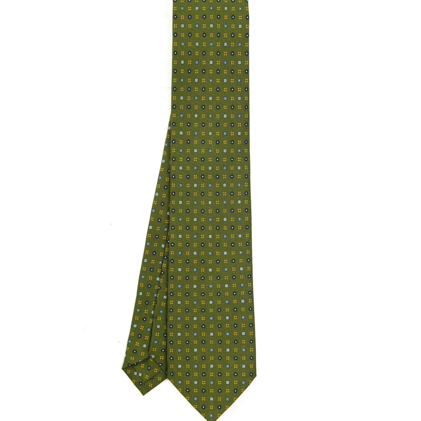 E.Marinella CRAVATTA SARTORIALE CLASSICA IN SETA VERDE OLIVA Microfantasia fiore Online