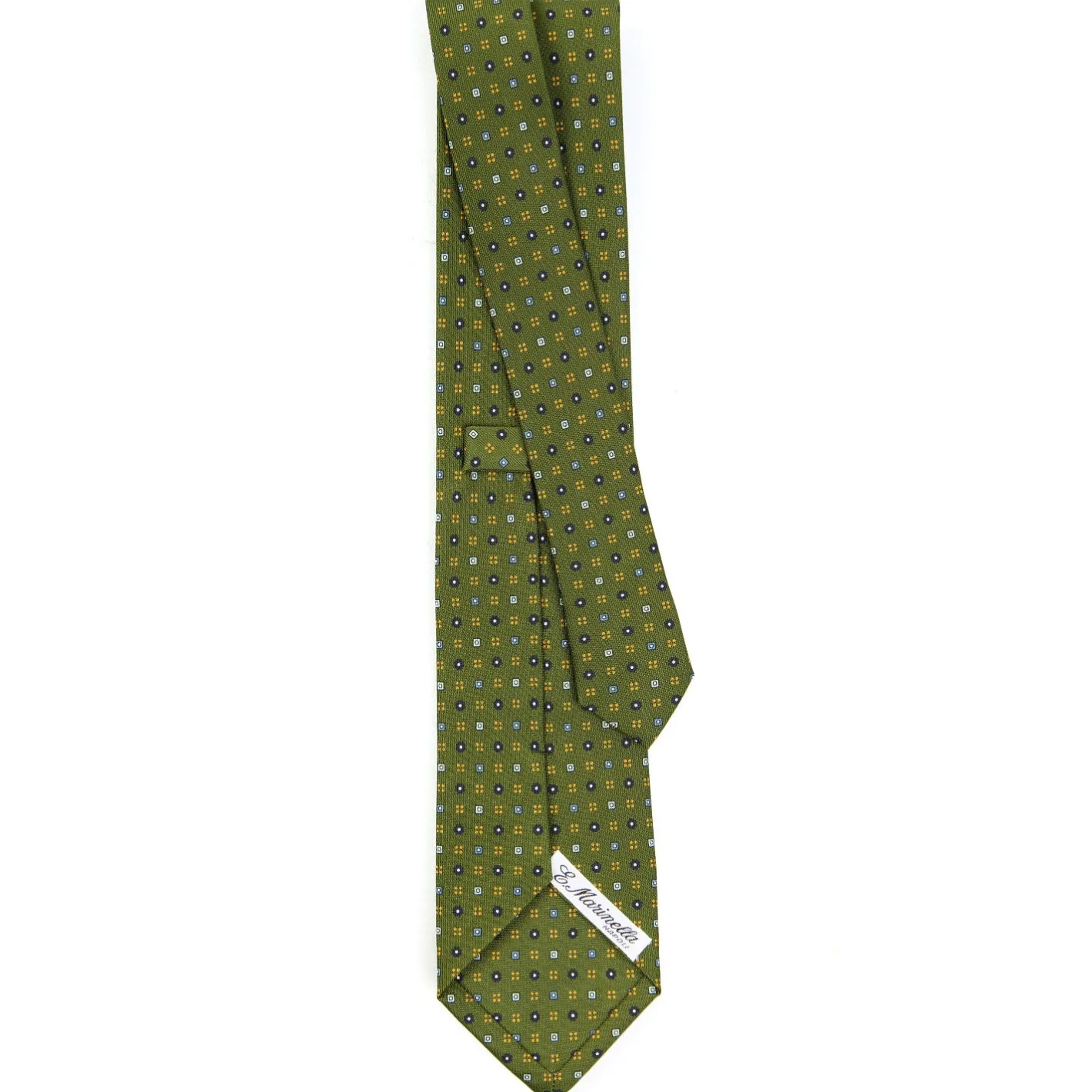E.Marinella CRAVATTA SARTORIALE CLASSICA IN SETA VERDE OLIVA Microfantasia fiore Online