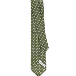 E.Marinella CRAVATTA SARTORIALE CLASSICA IN SETA VERDE OLIVA Microfantasia fiore Outlet
