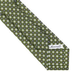 E.Marinella CRAVATTA SARTORIALE CLASSICA IN SETA VERDE OLIVA Microfantasia fiore Outlet